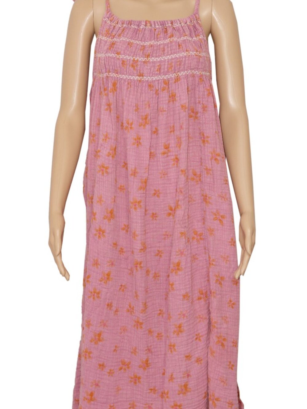 Free People Azure Maxi Dress Floral Printed Sleeveless Smocked Pink XS - Picture 5 of 10